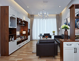 胡桃木兩室兩廳定制家具實(shí)拍圖|簡(jiǎn)歐家具圖片