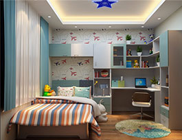 藍(lán)色清爽兒童房設(shè)計效果圖|兒童房定制家具圖片